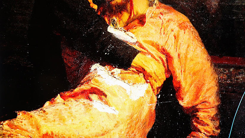 Detalle de  los tres arañazos de la pintura