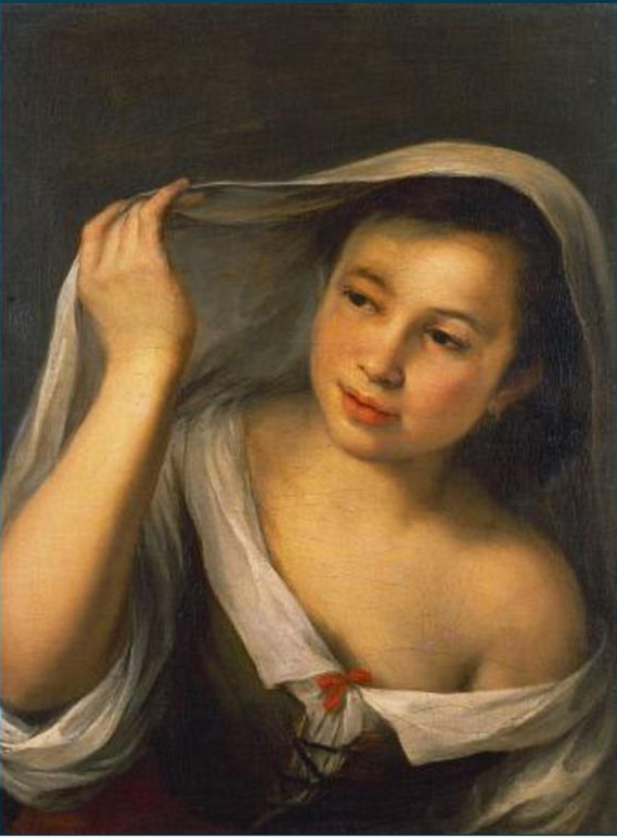 Muchacha levantándose la toca de Murillo ( colección privada inglesa)