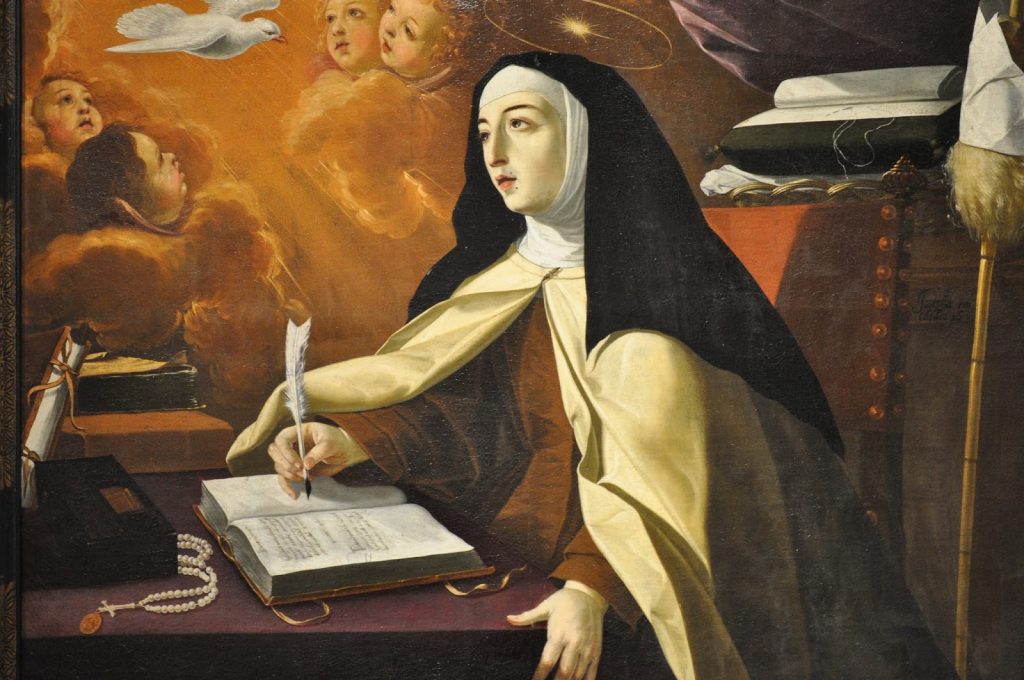 San Teresa en su escritorio de Josefa de Óbidos 1672