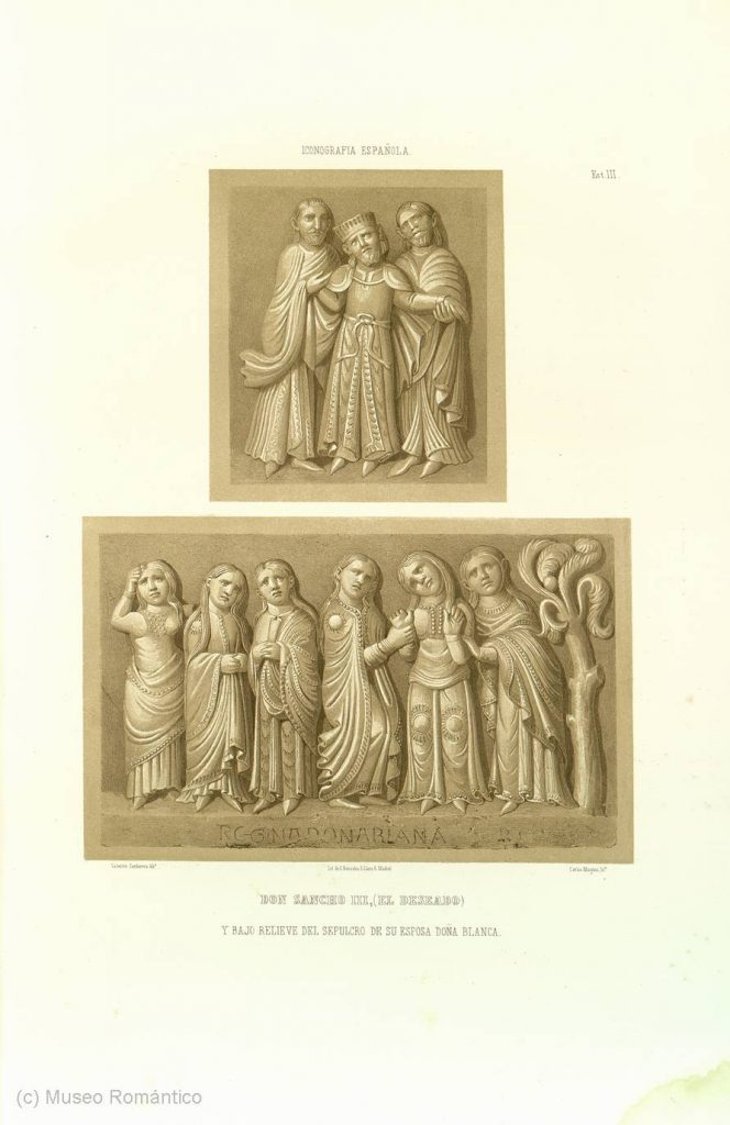 Don Sancho III el Deseado y el Bajo relieve del sepulcro de su eposa Doña Blanca de Valentin Carderera