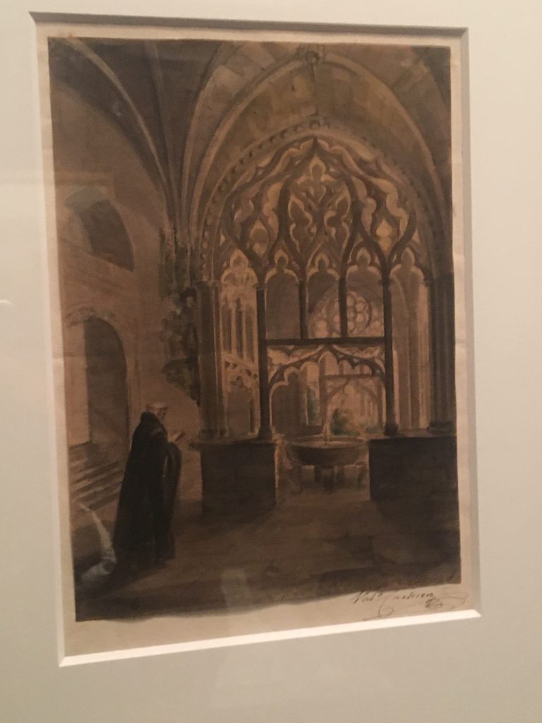 Claustro del Monasterio de Oña Burgos 1836 Lápiz y aguada sobre papel BNE de Valentin Carderera  Foto: Sofia Muñoz