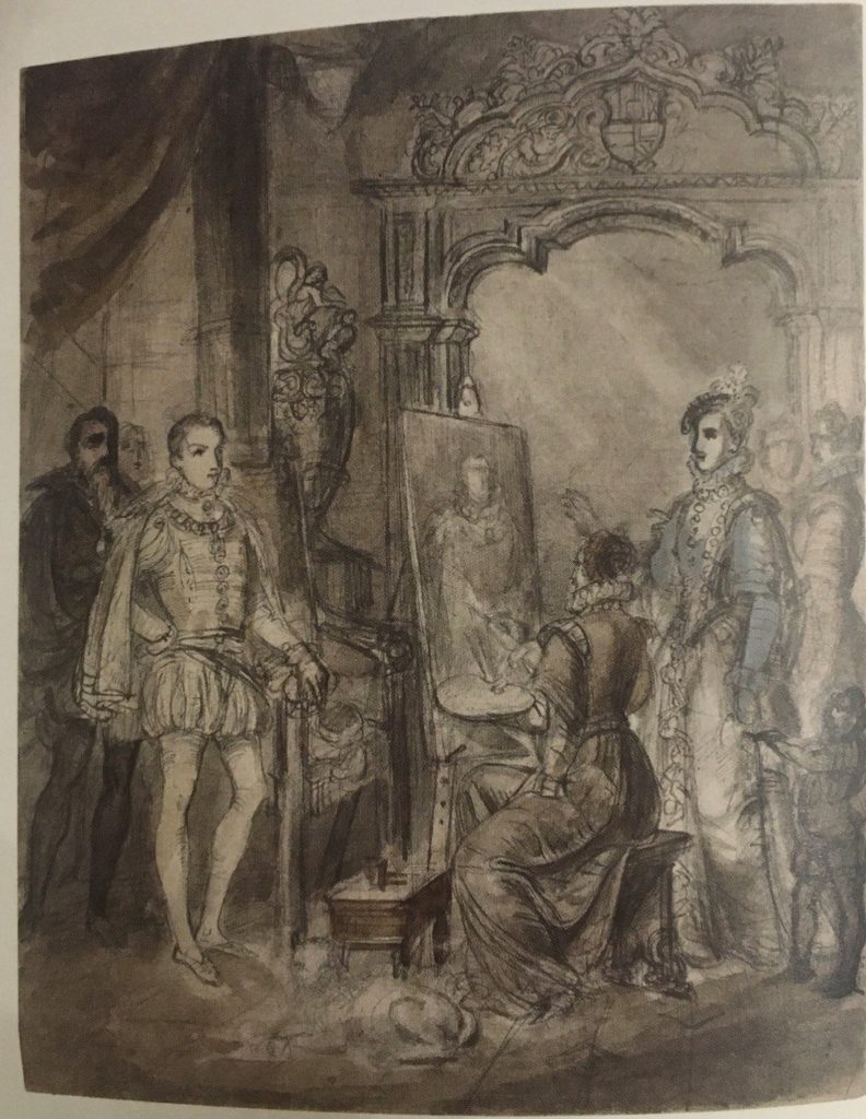 Sofonisba Anguissola pintando el retrato del príncipe don Carlos ante Isabel de Valois (1842). Boceto Museo del Prado