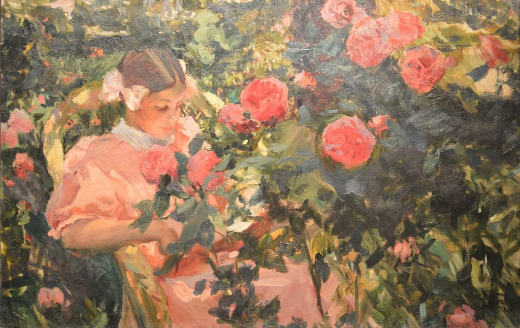 Elena Sorolla entre rosas de Joaquín Sorolla Bastida (1907)(Museo Nacional de Bellas de Cuba)