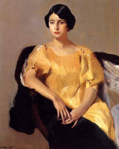 Elena vestida con túnica amarilla de Joaquín Sorolla Bastida (1909) (Colección particular) Oleo sobre lienzo