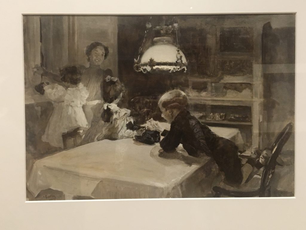 Clotilde con los hijos, día de Reyes (Foto: Sofia Muñoz de la exposición Sorolla, dibujante sin descanso)