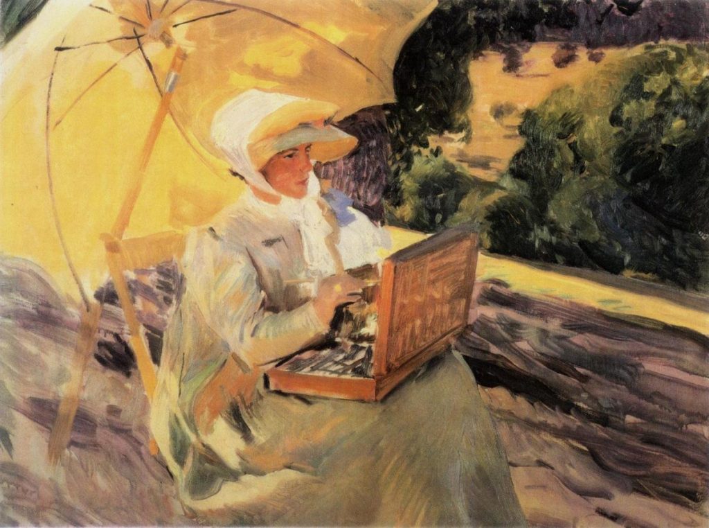 María pintando en el Pardo de Joaquín Sorolla y Bastida (1907) (Colección particular)