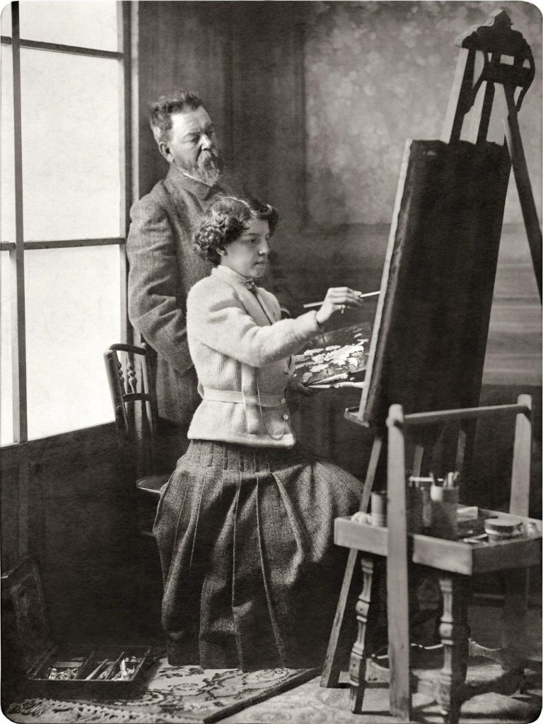 Joaquín Sorolla y su hija María pintando, Antonio García Peris (1907)