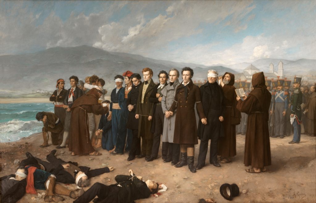 Fusilamiento de Torrijos y sus compañeros en las playas de Málaga  de Antonio Gisbert (1888) (Museo del Prado)