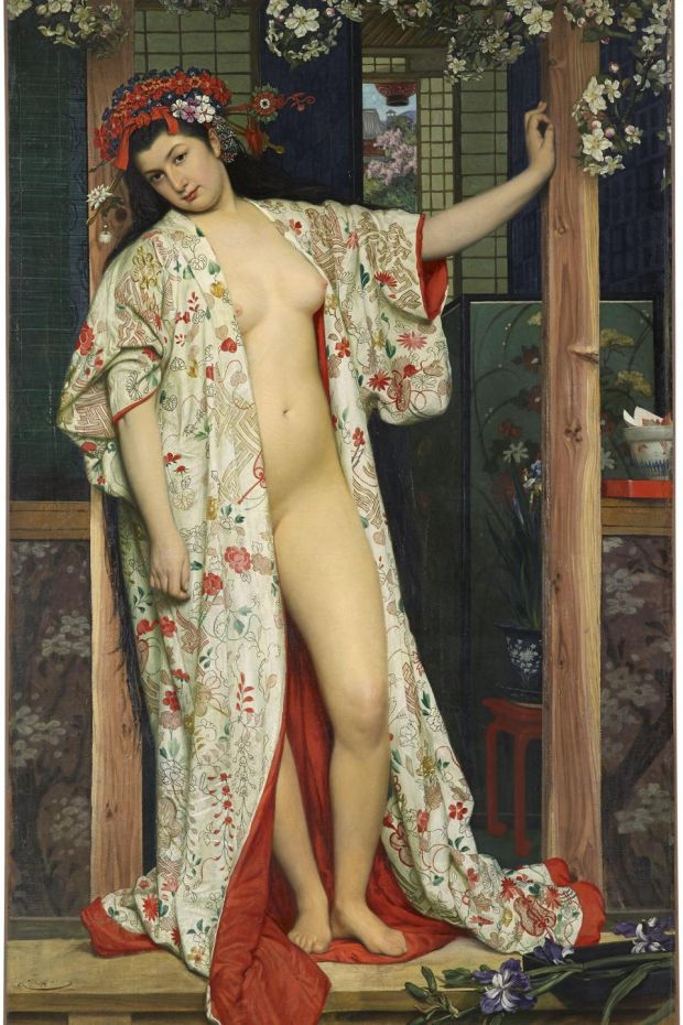 La mujer japonesa en el baño (1864) Museo de Bellas de Dijon de James Tissot